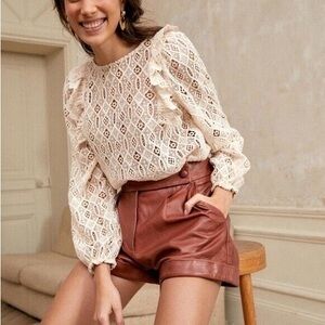 Sezane Cream Lace Blouse